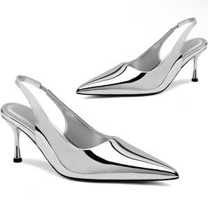 Silver Kitten Heels